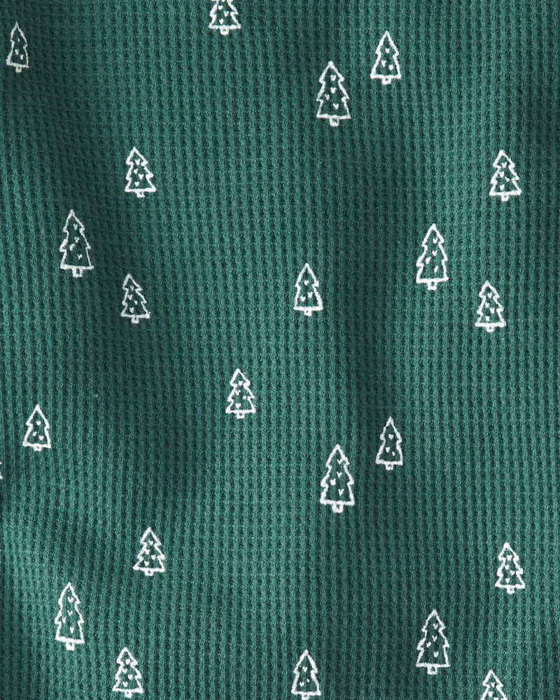 Kid Organic Cotton Waffle Knit Evergreen Trees Pajamas Set, image 3 of 4 slides