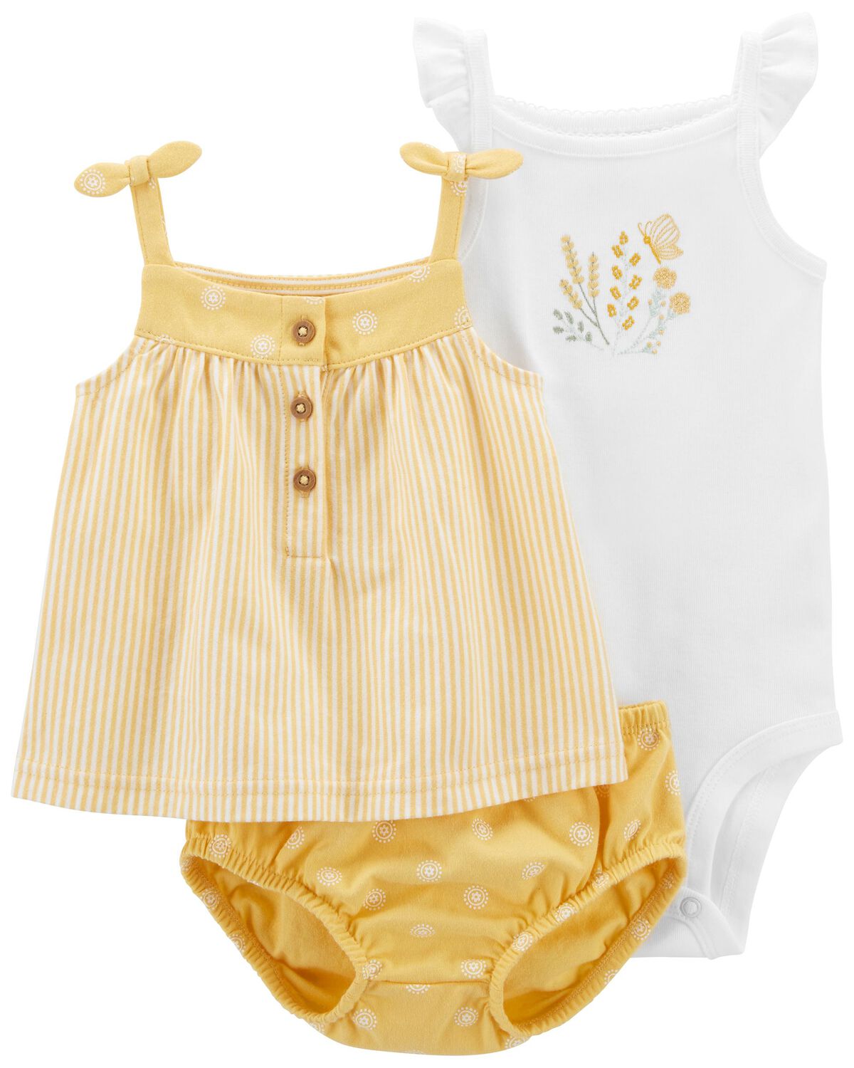 Yellow/White Baby 3Piece Little Diaper Cover Set