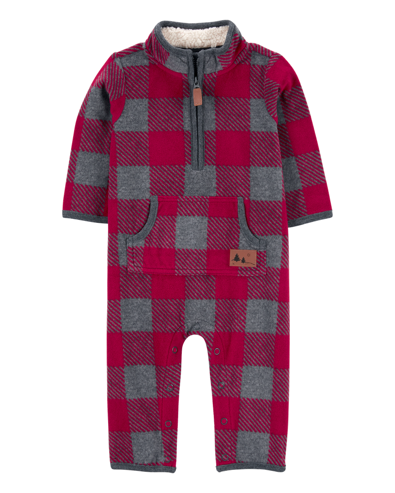 Baby Plaid Fleece Jumpsuit, image 1 of 3 slides
