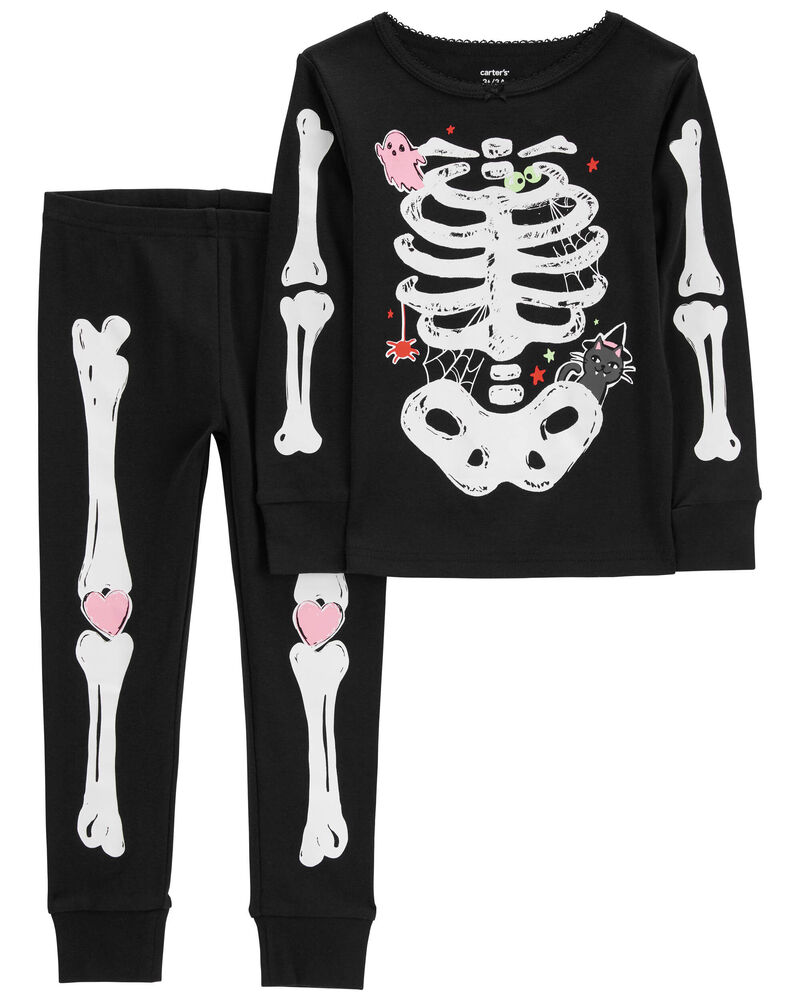 Toddler 2-Piece Glow Skeleton 100% Snug Fit Cotton Pajamas, image 1 of 4 slides