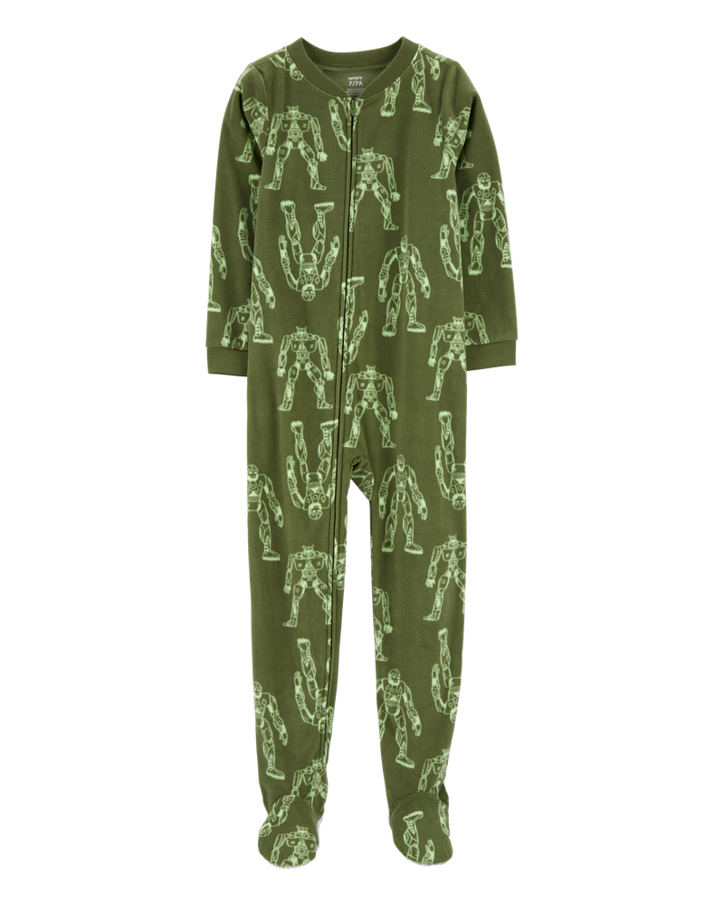 Kid 1-Piece Transformer Fleece Footie Pajamas, image 1 of 3 slides