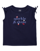 Toddler 2-Piece Sparkle & Shine 4th Of July Tee & Twill Bow Shorts Set - Navy/Red, image 2 of 9 slides