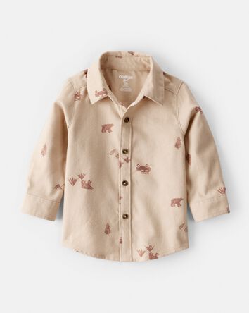 Baby Boy Outdoor Camping Button-Down Shirt - Tan, 