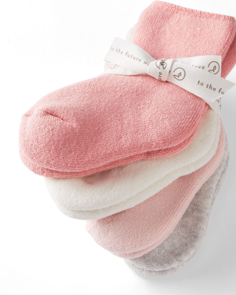 Baby 4-Pack Organic Cotton Terry Socks, image 2 of 3 slides