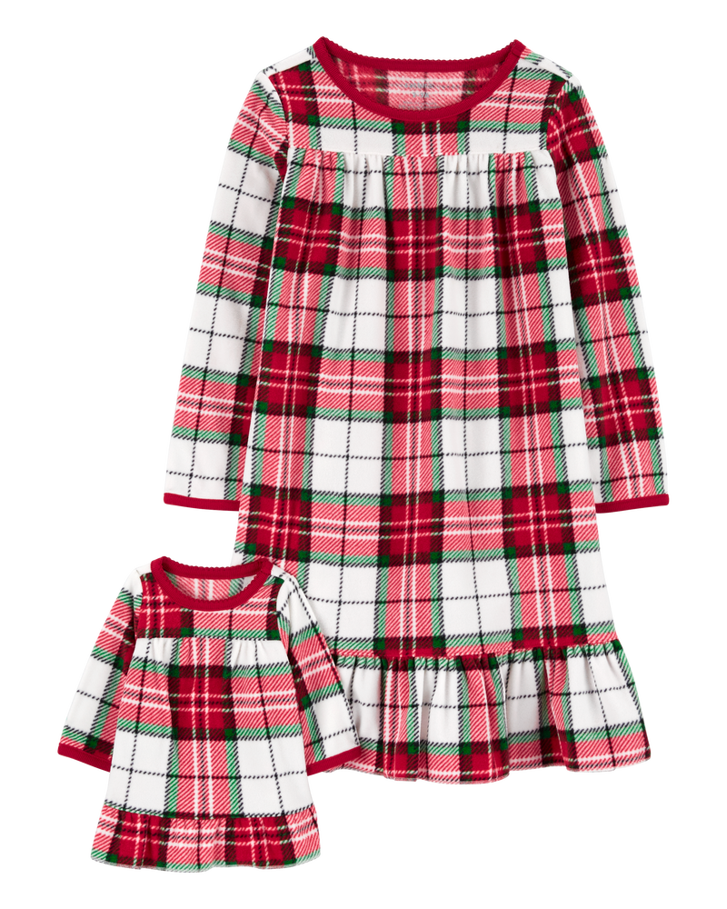 2 Piece Fleece Nightgown Matching Doll Nightgown