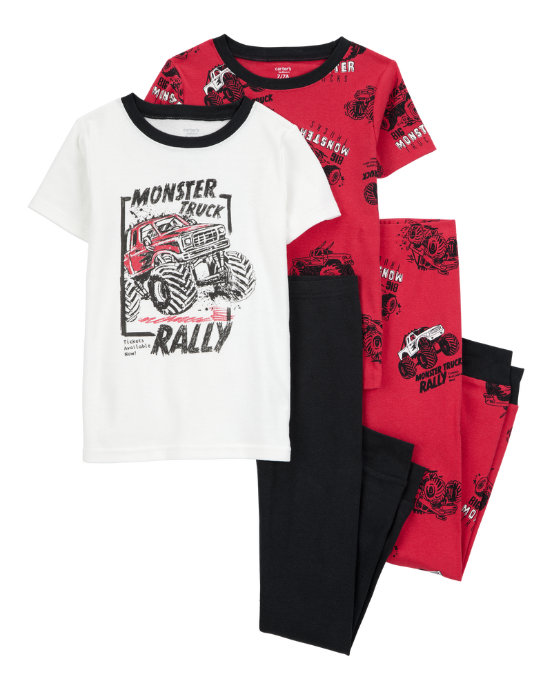 Kid 4-Piece Truck Cotton Pajamas, image 1 of 4 slides