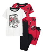Kid 4-Piece Truck Cotton Pajamas, image 1 of 4 slides