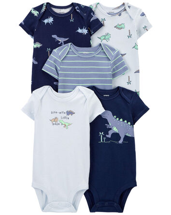 Baby 5-Pack Dinosaur Short-Sleeve Bodysuits, 