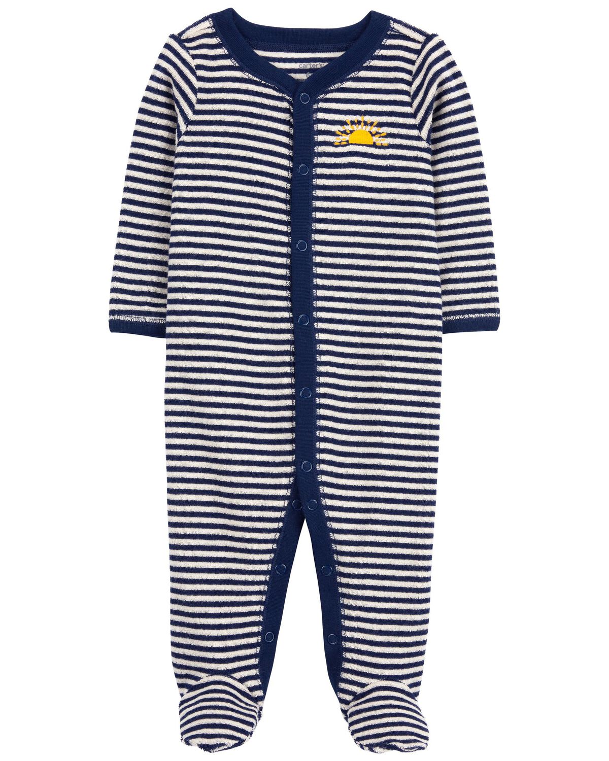 Navy Baby Striped SnapUp Terry Sleep & Play Pajamas
