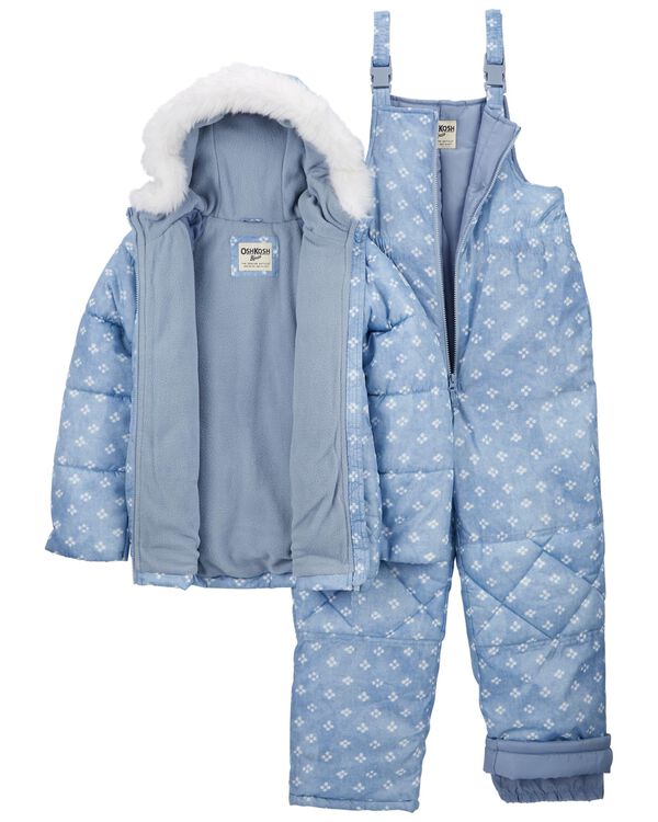 Blue Kid 2Piece Floral Print Snowsuit