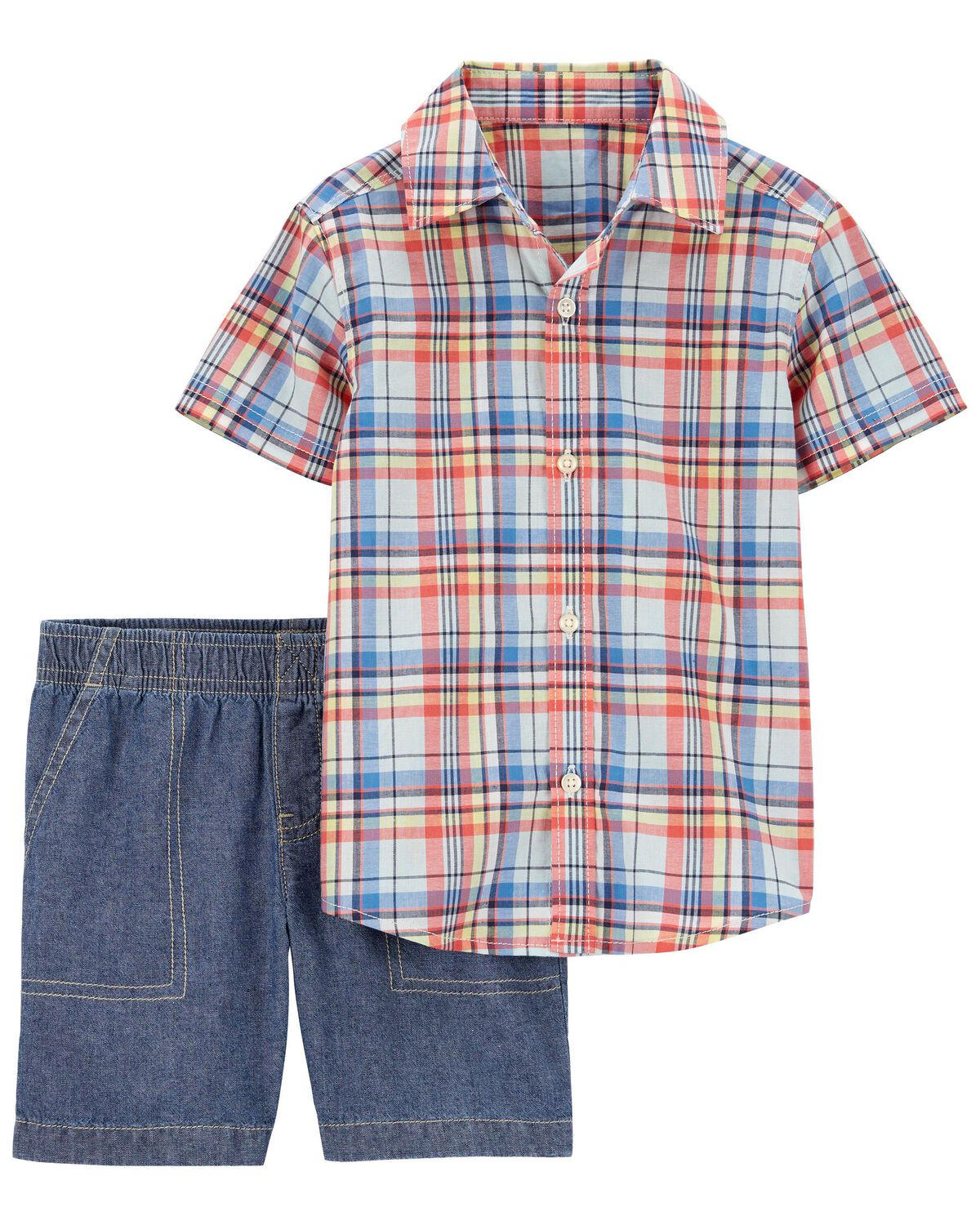 Multi Toddler 2-Piece Palm Tree Button-Front Shirt & Short Set ...