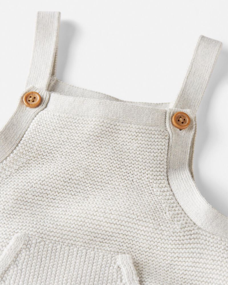 Baby Organic Cotton Sweater Knit Overalls in Heather Gray, image 5 of 7 slides