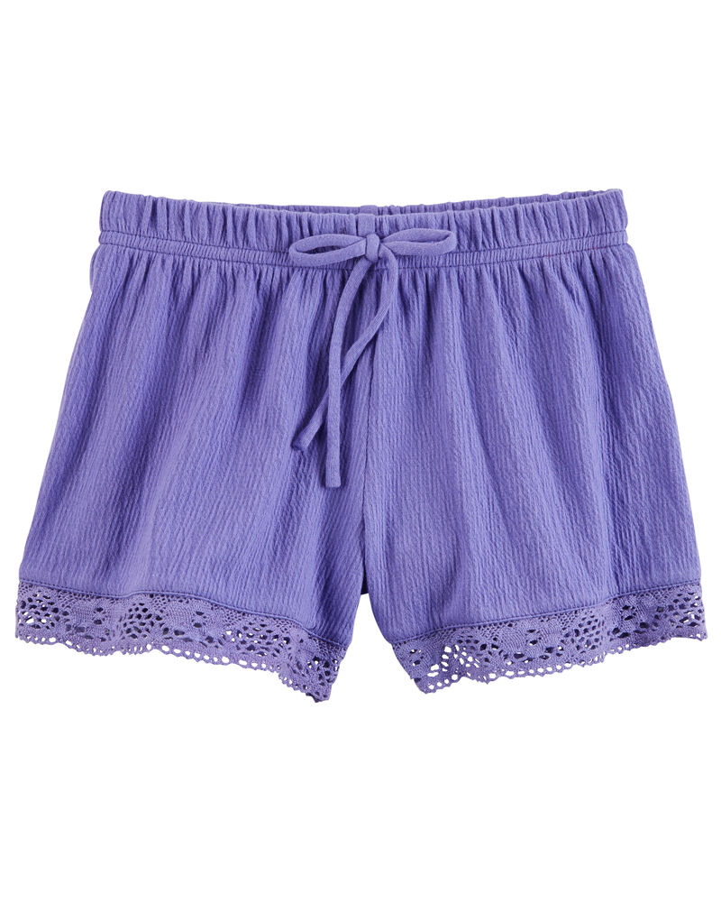 Lace-Trim Crinkle Shorts, Purpleimage 1 of 1 slides