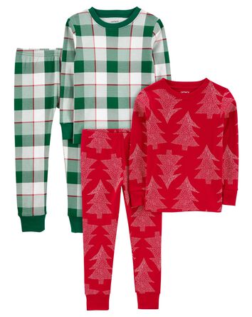 Baby 4-Piece 100% Cotton Snug Fit Cotton PJs, 