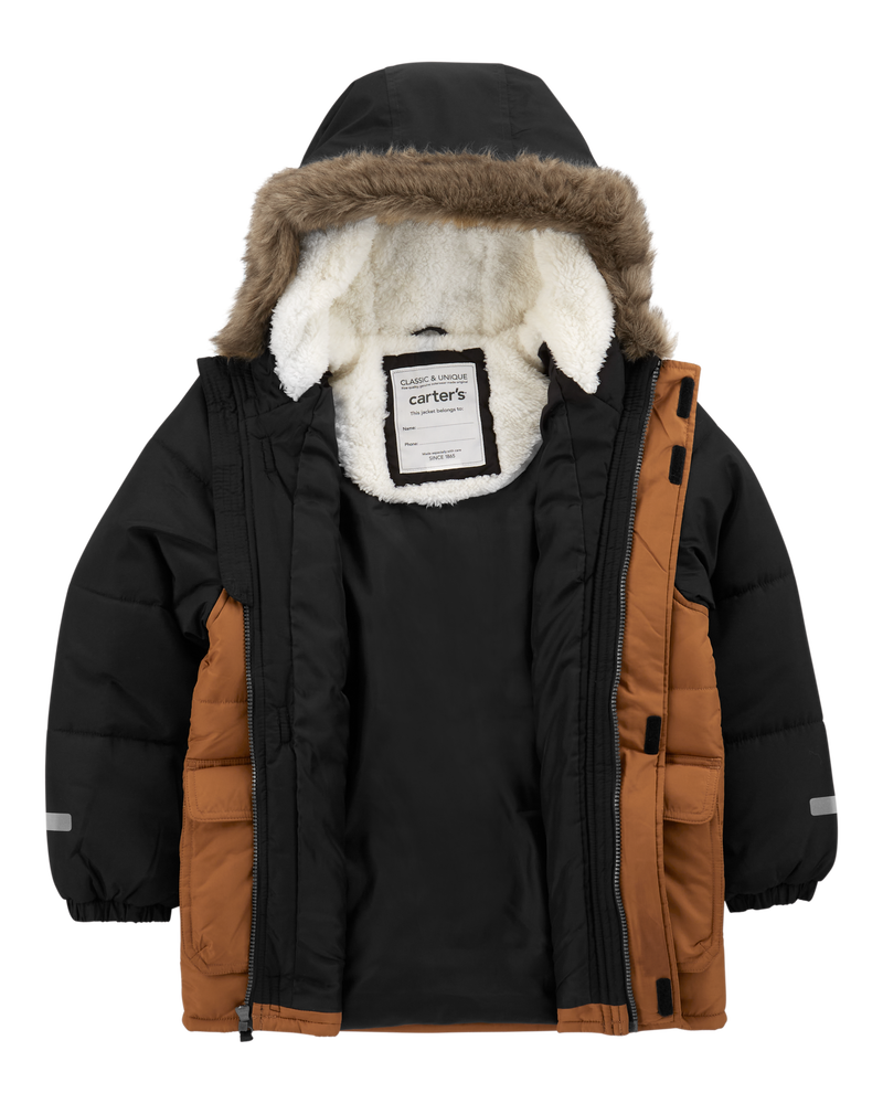 Kid 2-Piece Faux Fur Hooded Snowsuit Set, image 4 of 4 slides