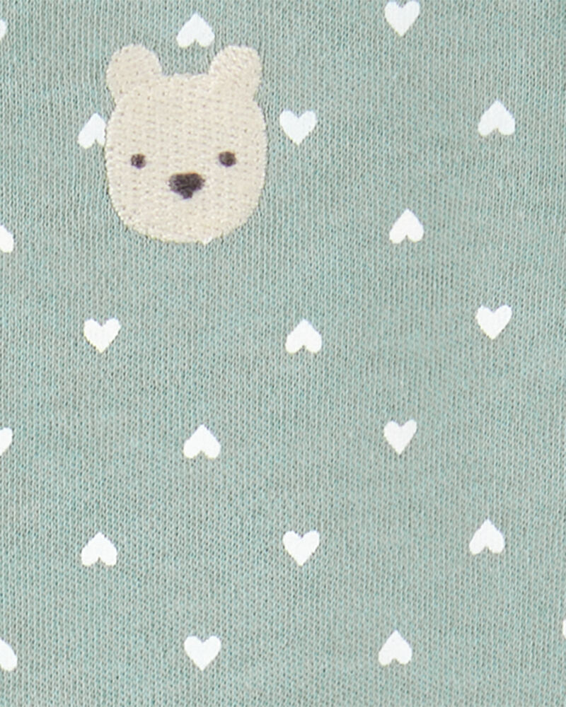 Baby Girl Polka Dot 2-Way Zip Cotton Sleep & Play Pajamas - Green, image 3 of 4 slides