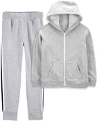 Kid 2-Piece Zip-Up Fleece Hoodie & Pants Set, image 1 of 7 slides