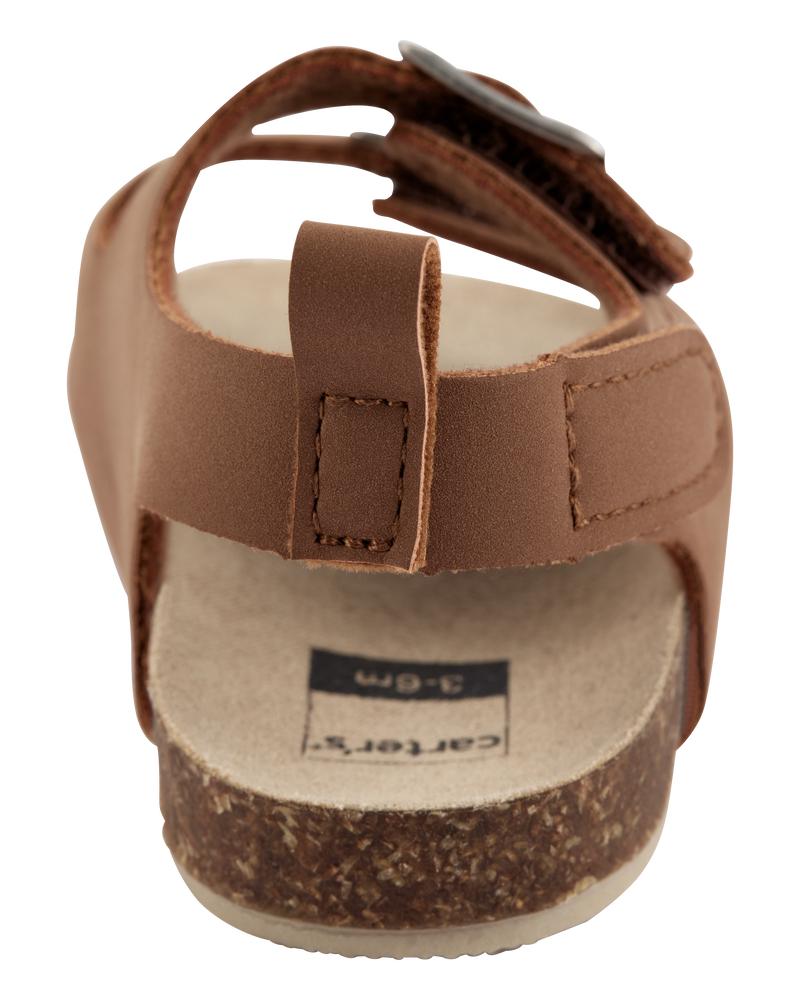 Baby Buckle Faux Cork Sandals - Brown, image 3 of 7 slides
