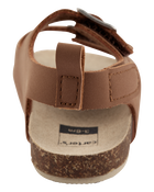 Baby Buckle Faux Cork Sandals - Brown, image 3 of 7 slides