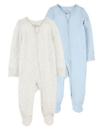 Baby 2-Pack Zip-Up PurelySoft Sleep & Play Pajamas, 