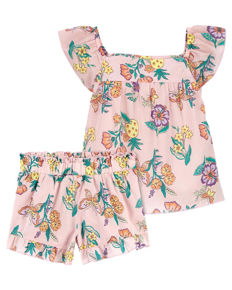 Baby 2-Piece Floral Lawn Top & Poplin Shorts Set
, image 1 of 5 slides