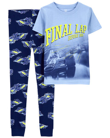 Kid 2-Piece Racing 100% Snug Fit Cotton Pajamas, 