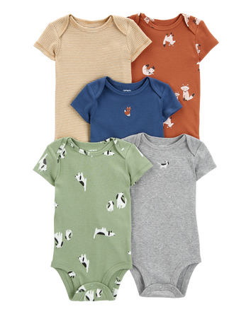 Baby 5-Pack Animal Print Short Sleeve Bodysuits, 