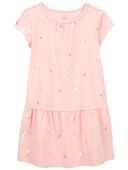 Pink - Toddler Bunny Print Soft Cotton Dress