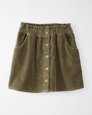 Kid Organic Cotton Corduroy Button-Front Skirt, 