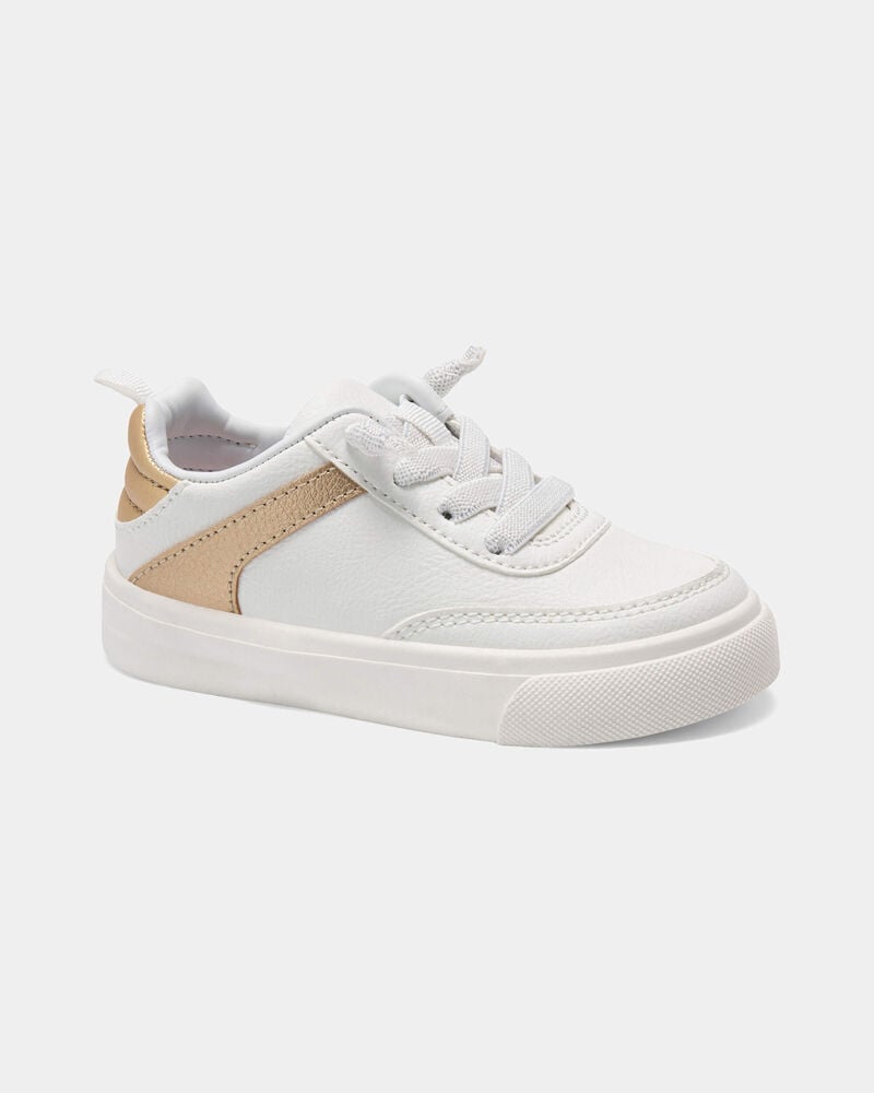 Toddler Girl Casual Sneakers - White/Gold, image 1 of 4 slides
