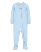 Baby Solid PurelySoft Footie 1-Piece Pajamas - Blue, image 1 of 5 slides