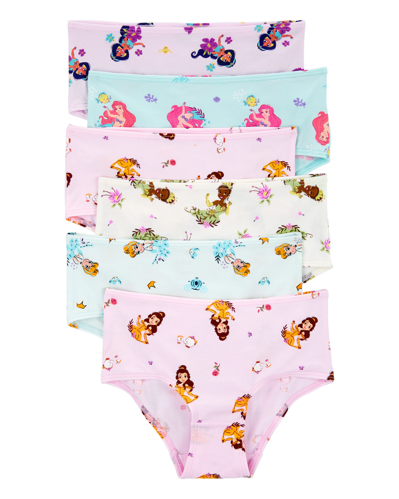 Kid 6-Pack Disney Princesses Brief Stretch Cotton Undies, image 1 of 2 slides