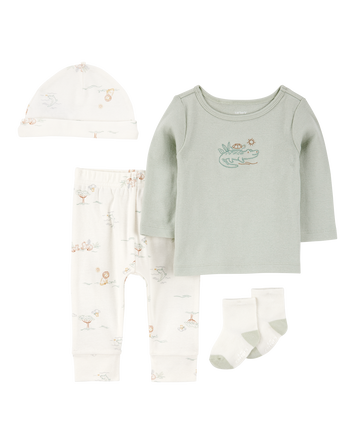 Baby 4-Piece Alligator Outfit Set - Green, 