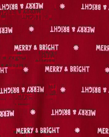 Adult Merry & Bright Christmas Cotton Long-Sleeve 2-Piece Pajamas - Red, 