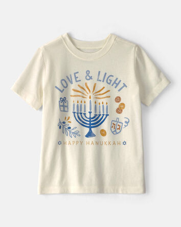 Baby Girl 2-Piece 'Happy Hanukkah' Tee & Stretch Leggings Set - Ivory/Navy, 