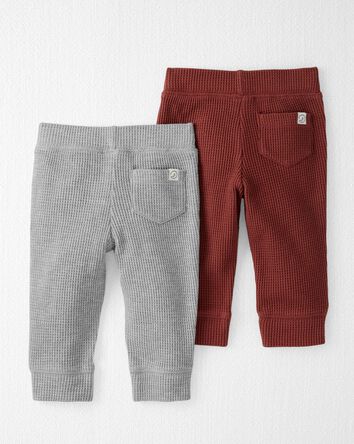 Baby 2-Pack Organic Cotton Waffle Knit Pants, 