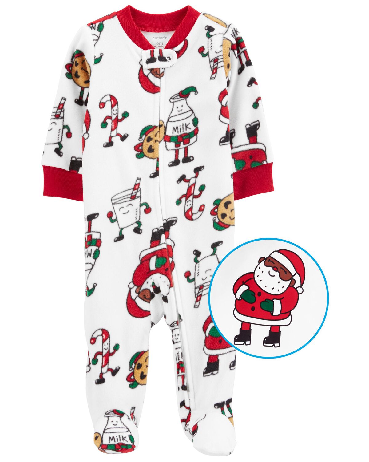 Brown Santa Baby Christmas Cookies ZipUp Fleece Sleep & Play Pajamas