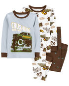 Kid 4-Piece Monster Truck 100% Snug Fit Cotton Pajamas, image 1 of 4 slides