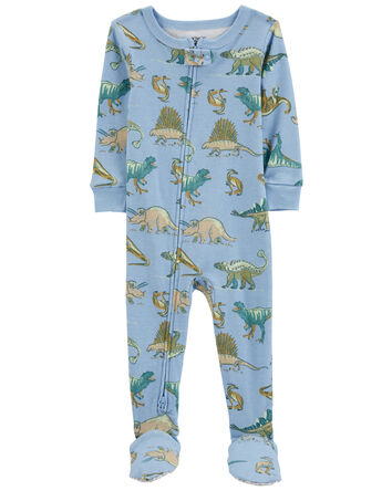 1-Piece Dinosaur 100% Snug Fit Cotton Footie Pajamas, 