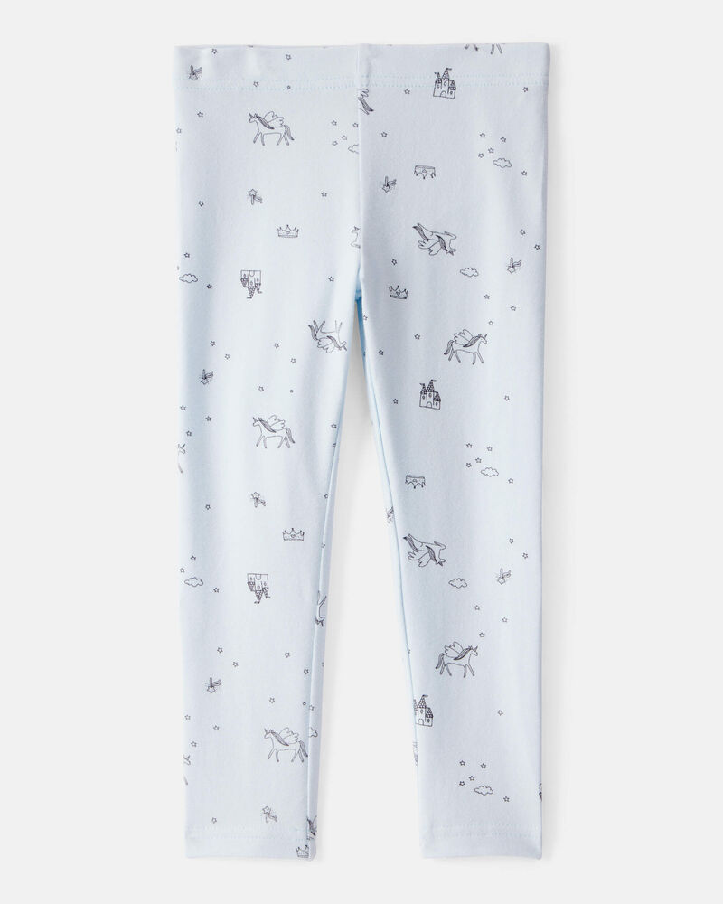 Toddler Girl Printed Cotton Pull-On Stretch Leggings - Blue, image 2 of 3 slides