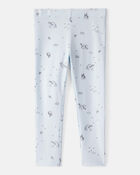Toddler Girl Printed Cotton Pull-On Stretch Leggings - Blue, image 2 of 3 slides