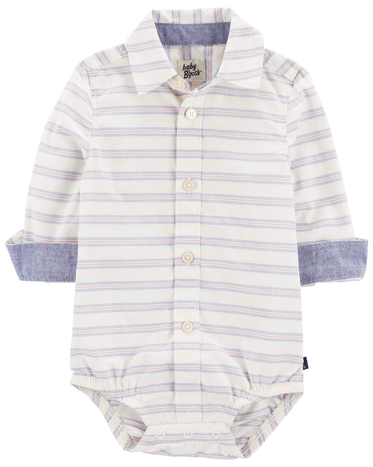 White Baby Striped ButtonFront Bodysuit