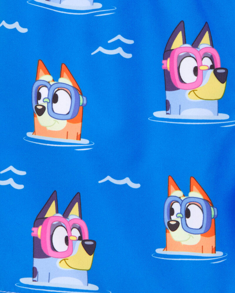 Toddler Boy Bluey™ Swim Trunks- Blue, image 3 of 3 slides