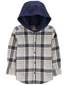 Toddler Plaid Hooded Button-Down Shirt, image 2 of 4 slides