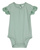 Baby Flutter Sleeves Bodysuit - Green, image 1 of 3 slides