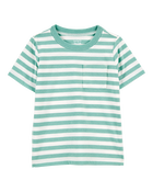 Baby Striped Short-Sleeve Pocket Tee - Green, image 1 of 3 slides