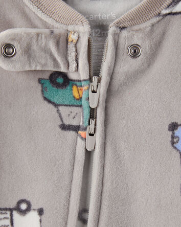 Baby Boy Print Loose Fit Long-Sleeve 2-Way Zip 1-Piece Pajamas, 