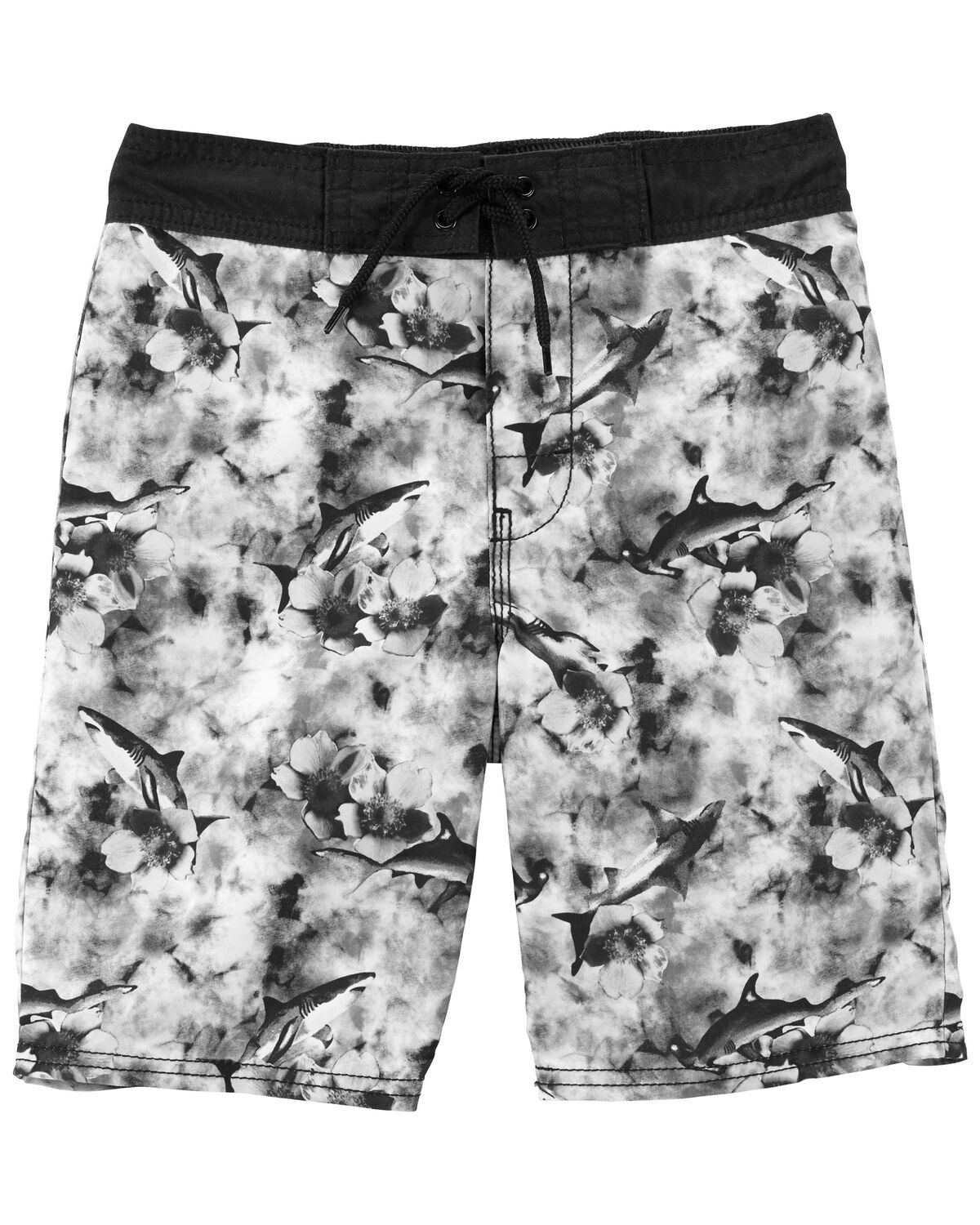 Black Kid Shark Print Swim Trunks | carters.com