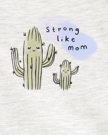 Baby "Strong Like Mom" Cactus Short-Sleeve Bodysuit - Gray, 