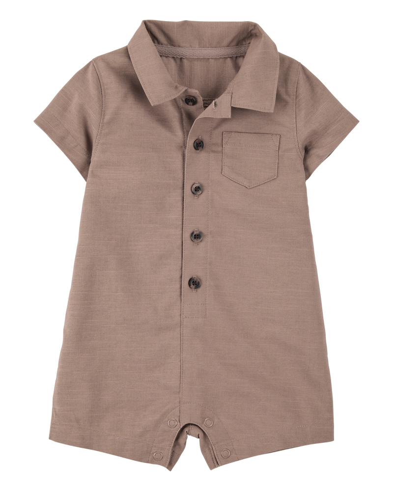 Baby Button-Down Polo Romper, image 1 of 3 slides